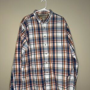 Men's Eddie Bauer TXL Plaid Shirt - Blue, Orange, White